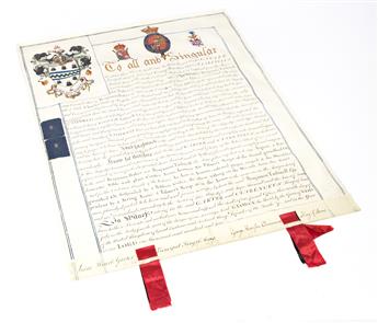 Grant of Arms, Benjamin Baker Tathwell. England, 14 July 1804; in the Original Case.